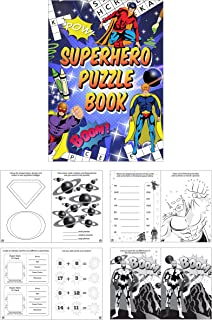 HENBRANDT 10 Mini Super Hero Puzzle Activity Books A6 - Boys Party Bag Fillers