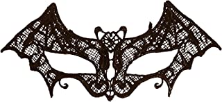  Henbrandt Black Lace Bat Mask Masquerade Eye Mask Domino Gothic Vampire Bat Accessories Eyemask Halloween Fancy Dress Costume Accessories for Children and Adults