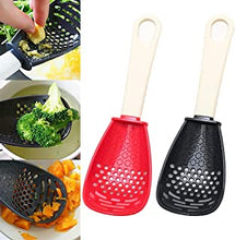 2PCS Multifunctional Cooking Spoon,Plastic Spoons,Kitchen Tools,Cooking Utensil,Slotted Spoon for Kitchen Cooking Mashing Grating Garlic,Egg White Separator,Skimmer Colander Strainer (Red+Black )