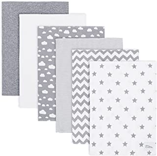 Burp Cloths for Baby, 100% Cotton Washcloths Double Layered, Large, Extra Absorbent and Soft Muslin Squares for Boys and Girls by Comfy Cubs (Grey Pattern, Pack of 6)