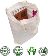 Centrix Natural Cotton 10 pack 15 X 16 inch reusable grocery bags, 5.5 oz cotton canvas tote, eco friendly super strong washable great choice for promotion branding and gift