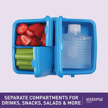 Sistema Lunch Slimline Quaddie Lunch Box with Water Bottle  1.5 L Air-Tight and Stackable Food Storage Container  Blue/Green