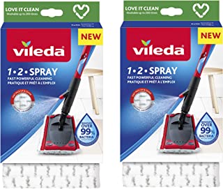 Vileda 1-2 Spray Microfibre Pads Refill Mop Head Replacement Set for Vileda Ultramax and Spray Mops Refills, (Pack of 2)