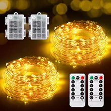 Fairy Lights, 2 Pack 12M/39Ft TOPYIYI 120LED Fairy Lights Battery Operated, 8 Light Modes Flexible Copper Wire String Lights with Remote,Indoor Outdoor Fairy Lights for Christmas Bedroom Garden Party