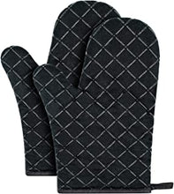 Oven Gloves,Heat Resistant Silicone Oven Gloves Non-Slip Kitchen Oven Mitts for Grilling Cooking Baking Kitchen Microwave Pizza (Black,1 Pair)