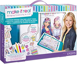 Make It Real – Fashion Design Mega Set with Light Table. Kids Fashion Design Kit Includes Light Table, Colored Pencils, Sketchbook, Stencils, Stickers, Design Guide and More