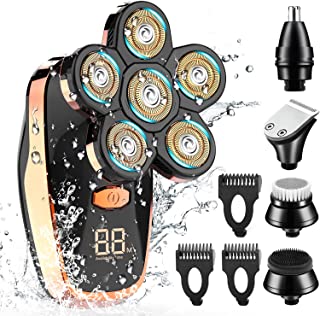 Head Shavers for Bald Men,CHLANT Upgrade 5 in 1 Electric Shaver for Men Cordless Rechargeable Rotary Shaver Wet and Dry Waterproof Electric Razor Grooming Kit with Nose Hair Beard Trimmer Clippers