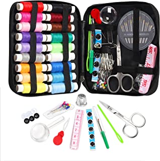 LEUOSO Sewing Kit, 86 DIY Premium Sewing Supplies, Mini Sewing Set, Portable Emergency Repair Kit Case Bag, Travel Needle and Thread Accessories for Adults, Beginners