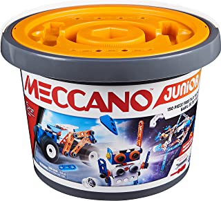 Meccano Junior, 150-Piece Bucket STEAM Model Building Kit for Open-Ended Play, for Kids Aged 5 and Up