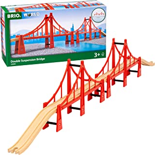 BRIO 33683 Double Suspension Train Bridge for Kids Age 3 Years Up - Compatible with all BRIO Railway Sets & Accessories, Multicoloured