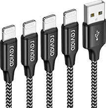 RAVIAD iPhone Charger Cable Lightning Cable [4-Pack 0.3M 1M 2M 3M] iPhone Charger Nylon Braided Fast iPhone Charging Cable Lead for iPhone13 12 11 Pro Max XR XS X 8 7 6s 6 Plus 5s SE 2020 - Black