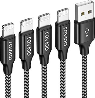 RAVIAD iPhone Charger Cable Lightning Cable [4-Pack 0.3M 1M 2M 3M] iPhone Charger Nylon Braided Fast iPhone Charging Cable Lead for iPhone13 12 11 Pro Max XR XS X 8 7 6s 6 Plus 5s SE 2020 - Black