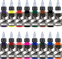 Tattoo Ink Set (1oz 15ml/Bottle) - SNDE Pigment Kit, 16 Color Professional Grade Permanent Pure Pigment for Makeup, and Body Art