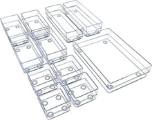 Unique Impression Set of 11 Drawer Organiser Trays – Clear Drawer Dividers For Make-up - Organiser for Bedroom, Bathroom, Office, Kitchen - Drawer Organisers For Cosmetics, Stationery