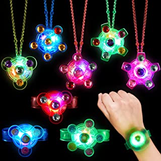 SKYLETY 16 Pack LED Light Up Fidget Bracelet Glow Necklaces Glow in The Dark Party Supplies Return Gifts for Birthday Valentines Halloween Christmas Party Favors Goodie Bag Stuffers Classroom Prizes