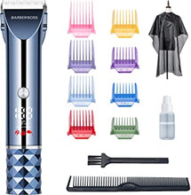 BarberBoss Professional Hair Clipper for Men, Beard Trimmer Professional Cordless Hair Trimmer, LED Display, Self-Sharpening Ceramic Blade, Cuts from 0.8mm to 34mm, QR-2091