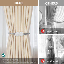 2 Pieces Magnetic Curtain Tie Backs - 19" Long Pearl Ball Curtain Magnetic TieBacks, European Drapes Clips Rope Holdbacks for Home, Office, Hotel Window Decorative, Grey