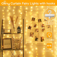 Ollny Curtain Fairy Lights - 200 LED 2m x 2m USB String lights Indoor Outdoor Waterproof Warm White Hanging Window Lights with Hooks for Bedroom/Outside/Wall/House/Door/Party/Gazebo/Garden Decorations
