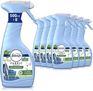 Febreze Anti-Bacterial Fabric Refresher Spray, 4 Litre (500 ml x 8), Odour Eliminator, Morning Freshness