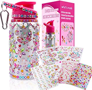 DigHealth Decorate Your Own Water Bottle for Girls with Stickers, 500 ML DIY BPA Free Aluminum Drinking Water Bottle, Kids Water Bottle Craft Kit for Girl