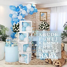 Baby Shower Decoration Balloon Boxes – 4Pcs DIY White Transparent Boxes with 30 Letters BABY + A-Z for Boys Girls Baby Shower,DIY Name Combination,Gender Reveal Backdrop Birthday Party Supplies