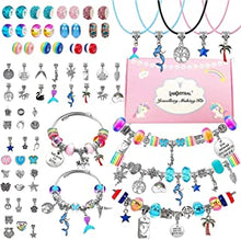 73 Pieces Charm Bracelet Making Kits, LauCentral Jewelry Making Supplies Beads DIY Crafts Set with Snake Chain String for Christmas Gifts for Girls Teens Children Age 5-12 (TY004-VC2)