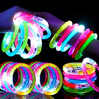 Mikulala 24Pcs LED Light Up Flashing Bracelets Party Favors Glow in the Dark Party Supplies Glow Stick Glow Bracelets, Light up Toys for Goodie Bag Stuffers, Christmas Party Pack Gifts for Kids Adults