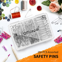 Officepal Premium Quality 4-Size Pack of Safety Pins- Top 250-Count  Durable, Rust-Resistant Nickel Plated Steel Set- Best Sewing Accessories Kit for Baby Clothing, Crafts, Arts (4-Size S)