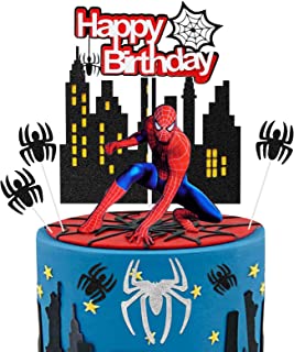 OSDUE 9 PCS Cake Toppers, Spiderman Birthday Cake Toppers Decorations, Kids Superhero Party Decorations, Reusable, Various Character Dolls, for Kids Boy Girl, Birthday Shower Party Supplies