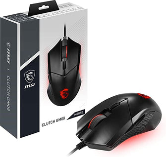 MSI GG CLUTCH GM08 GAMING MOUSE 4.200 DPI PIXART PAW3519 OPTICAL SENSOR RED LED 1.8M CABLE ADJUSTABLE WEIGHT GOLD PLATED