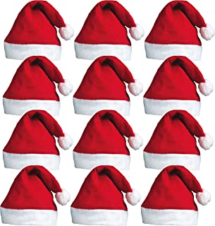 12pc Santa Hats - Christmas Party Hats Fancy Dress Christmas Hats or Santa Costume - Father Christmas Red Christmas Santa Hat Fun Christmas Hats - Christmas Hat for Xmas Office Party Santa Hat Bulk