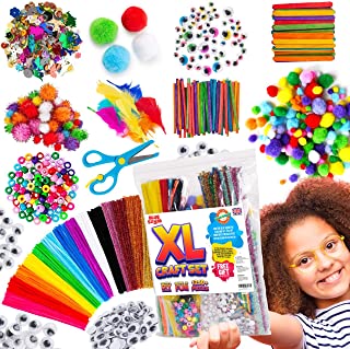 Blue Squid Arts and Crafts for Kids – XL Craft Kit for Kids - 1250+ Pcs Kids Craft Kits, Arts & Craft Supplies for Toddlers, Kids Art Set Craft Box, Art Kit Crafting Supply for girls Ages 5 6 7 8 9 10