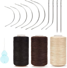 Beayuer Needle and Thread Set Professional Hair Extension Tools Hair Weave Needle 10 pcs with 3 pcs Black Brown Beige Threads for Making Wig Sewing Hair Weft Hair Weave Extension (Mixed Color)