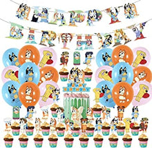 xinglong 44 pcs Bluey Dog Birthday Party Supplies,Puppy Dog Decorations include Banner,Cake Topper, Balloons for Kids Baby Shower Birthday Party Supplies (xinglong01)