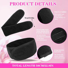 WLLHYF 3 Pack Spa Facial Headband Adjustable Non-Slip Makeup Hair Band Magic Sticker Skincare Head Wraps Absorbent Terry Cloth Stretch Towel for Women Washing Face Shower Bath Yoga Sports (black,