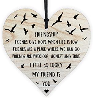 Best Friendship Gift & Plaque for Special Friend, Women, Wife, Him, Her, Mum, with Sayings Message, Ornament and Quote Wooden Hanging Heart Leaving Wall Sign