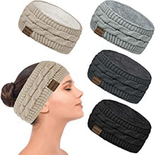 Winter Cable Knit Headbands Women, 4 Pcs Ear Warmer Knitted Thermal Twist Headbands for Girls Women Head Wrap Winter Outdoor Sports Skiing Running Party Good Gift