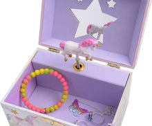 Jewelkeeper Girl's Musical Jewellery Storage Box with Spinning Unicorn, Glitter Rainbow and Stars Design, The Beautiful Dreamer Tune, Gifts for Little Girls