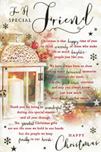 SPECIAL FRIEND CHRISTMAS CARD , TRADITIONAL XMAS DESIGN. 9 X 6 INCHES, XA096