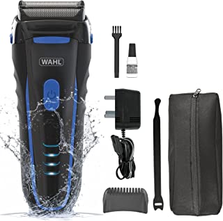 Wahl Clean and Close, Men’s Shaver, Electric Shavers for Men, Beard Shaving, Flex Foil, Waterproof, Easy Clean, Rubber Grip, LED Power Display, Black and Blue