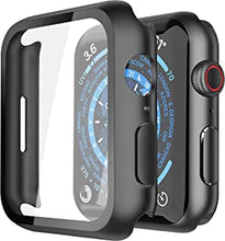 Piuellia 2 Pack Black Hard Case with Tempered Glass Screen Protector Compatible for Apple Watch Series 8 Series 7 45mm, Ultra-Thin Shockproof Overall Protective Cover for iWatch