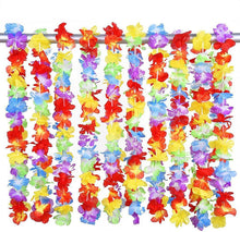Hawaiian Lei Garlands, 12 Pcs Hawaiian Flower Lei Luau Aloha Hawaiian Garland Necklaces for Tropical Party Decorations Beach Theme Party Supplies Hawaiian Fancy Dress Accessories for Adults Kids
