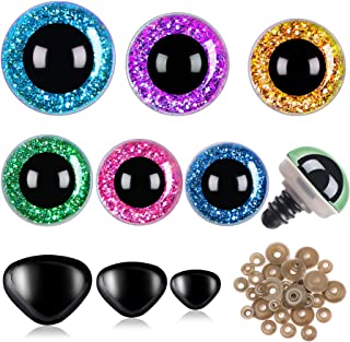 SANNIX 90pcs 12-30mm Large Safety Eyes and Safety Noses for Amigurumi Crochet Animals Chromatic Plastic Button Eyes for Sewing with Washers for Doll, Plush Toy, Teddy Eyes