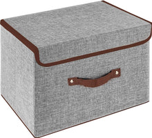 OWill Foldable Storage Boxes with Lids, Fabric Storage Cubes with Handles, for Home, Office, 25 X 19 X 16 cm(1pcs, grey)