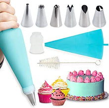 Zikrange Piping Bags, 6 pcs Stainless Steel Nozzles Set with Coupler, 30cmx17cm-1 Reusable Icing Piping Bag for Decorating Cakes, Pastries & Cupcakes