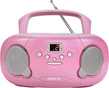 Groov-e GVPS733/PK Portable CD Player Boombox with AM/FM Radio, 3.5mm AUX Input, Headphone Jack, LED Display - Pink, 21.0 cm*23.0 cm*10.0 cm