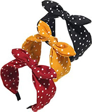 Polka Dot Headband for Women Bow Knot Fabric Headbands Knotted Hair Bands Twisted Headwrap Bunny Ear Wide Hair Hoops Hair Accessories Pack of 3pcs