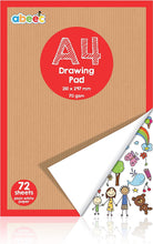 abeec A4 Plain Paper Drawing Pad - 72 Sheet Sketch Book - A4 Drawing Pad - Arts and Craft Scrap Book Essential for Kids Activity Packs - Colouring Books for Children - Drawing Paper for Children