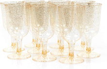 MATANA - 50 Pack Gold Glitter Wine Glasses Multi-Use Glass Set for Wedding Anniversary Birthday Cocktail Party - 170ml