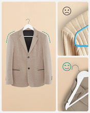 SONGMICS Wooden Hangers, Set of 20, Coat Hangers, Clothes Hangers, with Shoulder Notches, Anti-Slip Trousers Bar, 360 Swivel Hook, for Suits, Shirts, Coats, White and Silver CRW03W-20